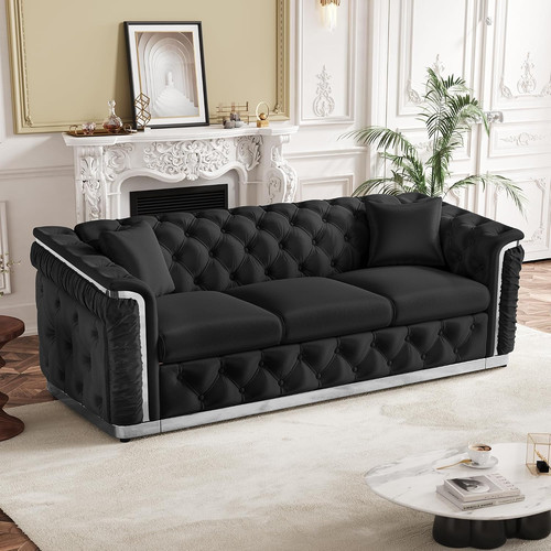 Velvet chesterfield sofa - 84.6",